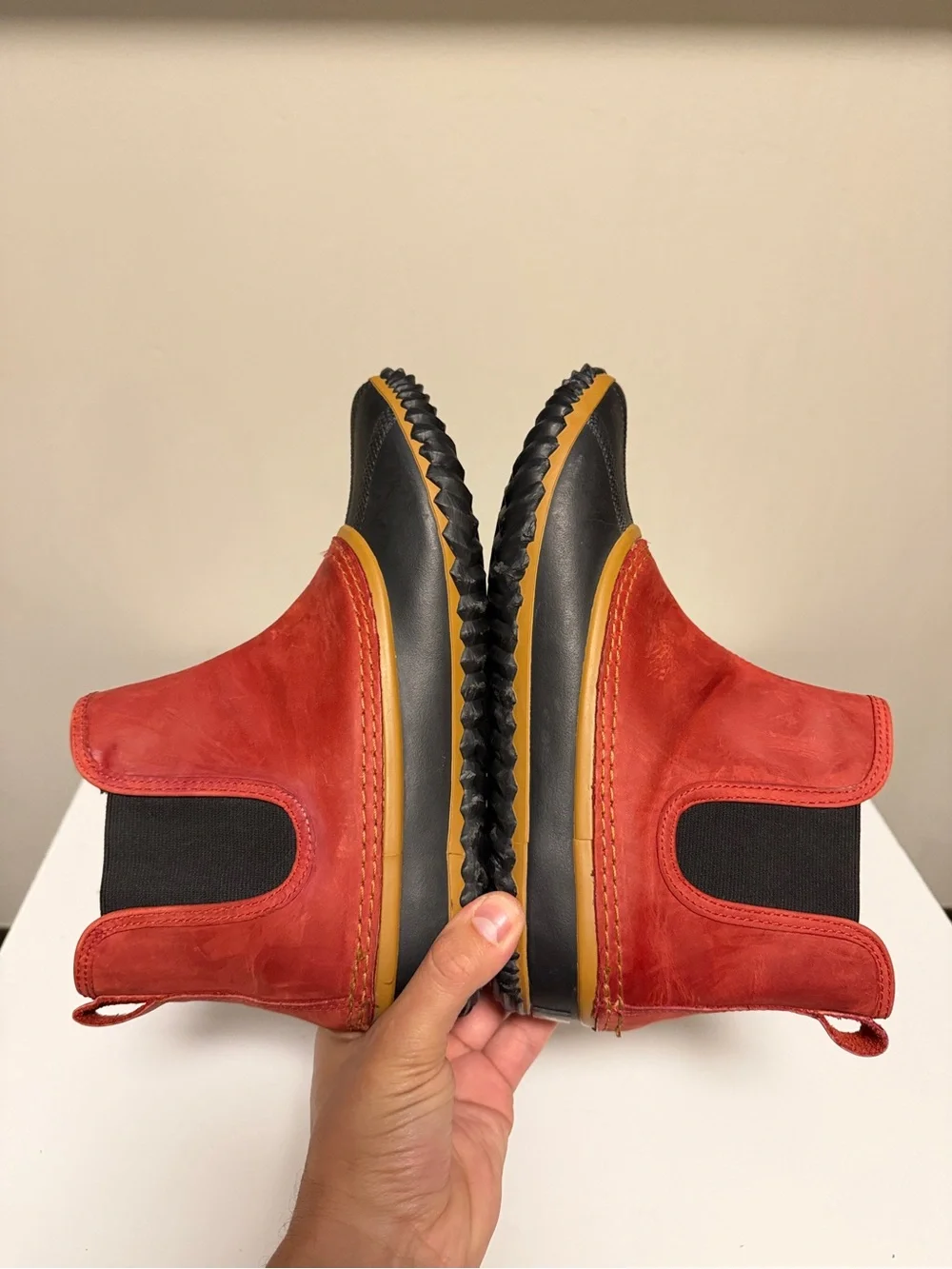 Sorel Out N About Chelsea Waterproof Red Black Duck Boots NL2410-687 Women US 9